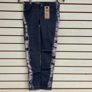 Levi’s Girls‎ Denim Leggings Super Stretchy 12R Gray w/Pink Tie Dye NWT